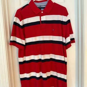 Tommy Hilfiger Men's Red Striped Polo Shirt